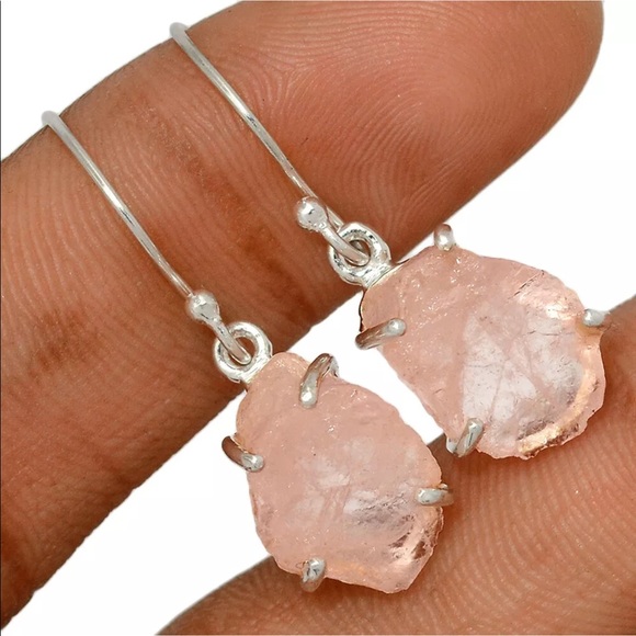 Morganite and 18k Rose Gold or Sterling Silver earrings - Picture 2 of 3